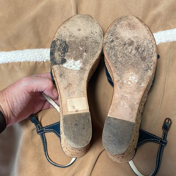 Chanel Camelia Denim Platform Sandals - Picture 3 of 4